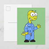 Carte Postale Illustration D'Un Mécanique Brontosaurus. (Devant / Derrière)