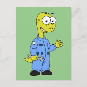 Carte Postale Illustration D'Un Mécanique Brontosaurus.