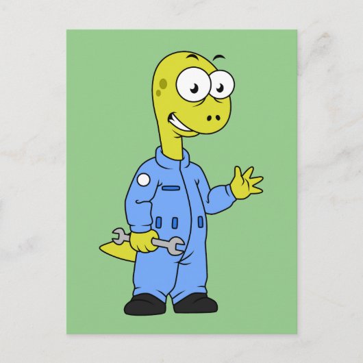 Carte Postale Illustration D'Un Mécanique Brontosaurus. (Devant)