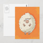 Carte Postale Illustration d'un mouton géant mignon et drôle (Devant / Derrière)
