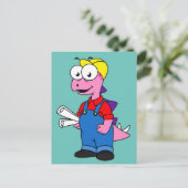 Carte Postale Illustration d'un ouvrier du bâtiment Stegosaurus. (Debout devant)