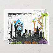Carte Postale Illustration d'un paysage urbain grungy (Devant / Derrière)