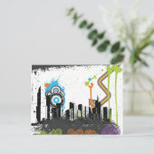 Carte Postale Illustration d'un paysage urbain grungy (Debout devant)