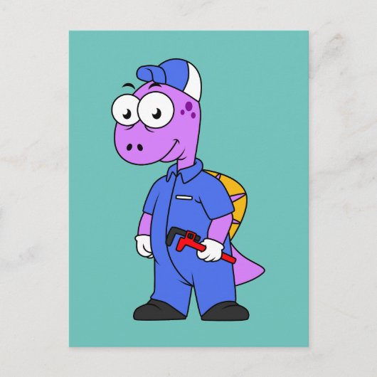 Carte Postale Illustration D'Un Plomber Spinosaurus. (Devant)