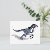 Carte Postale Illustration D'Un Raptor Dinosaure Jouant Au Footb (Debout devant)