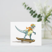 Carte Postale Illustration D'Un Raptor Skateboard. (Debout devant)