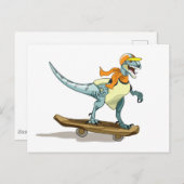 Carte Postale Illustration D'Un Raptor Skateboard. (Devant / Derrière)