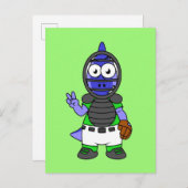 Carte Postale Illustration d'un receveur de baseball Parasaurolo (Devant / Derrière)