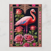 Carte Postale Illustration d'un Rose de Flamant rose rose (Devant)