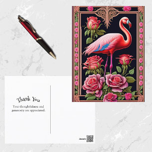 Carte Postale Illustration d'un Rose de Flamant rose rose