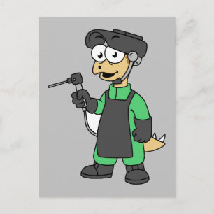 Carte Postale Illustration D'Un Soudeur De Stegosaurus.