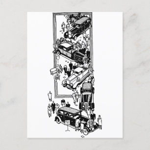 Carte Postale Illustration d'un spectacle automobile pour les ge