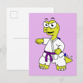 Carte Postale Illustration D'Un Stégosaurus Pratiquant Le Karaté (Devant / Derrière)