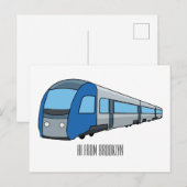 Carte Postale Illustration d'un train électrique (Devant / Derrière)