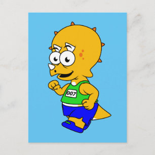 Carte Postale Illustration D'Un Tricératops Runner.