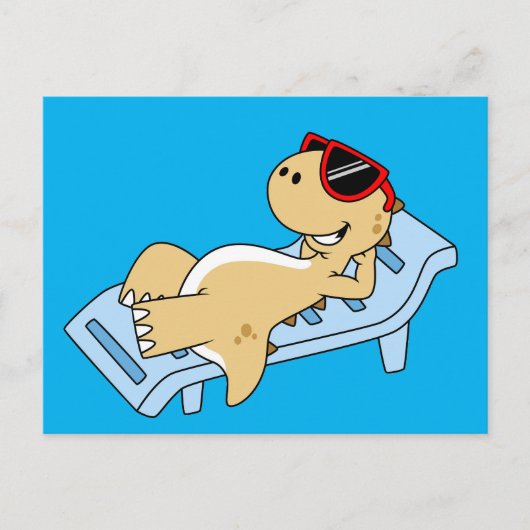 Carte Postale Illustration D'Un Tyrannosaurus Rex Bain De Soleil (Devant)