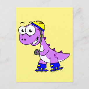 Carte Postale Illustration d'un Tyrannosaurus Rex faisant du ska