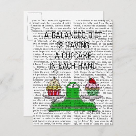 Carte Postale Illustration d'une alimentation équilibrée (Devant / Derrière)