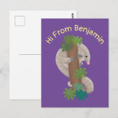 Carte Postale Illustration d'une anteure de pangolin mignonne (Devant / Derrière)