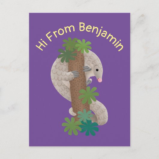 Carte Postale Illustration d'une anteure de pangolin mignonne (Devant)