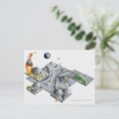 Carte Postale Illustration d'une base futuriste sur la Lune (Debout devant)