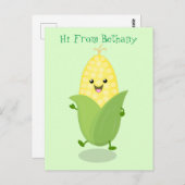 Carte Postale Illustration d'une caricature de maïs joyeux (Devant / Derrière)