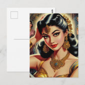 Carte Postale Illustration d'une femme indienne vintage (Devant / Derrière)