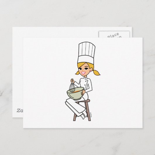 Carte Postale Illustration d'une fille chef unique (Devant / Derrière)