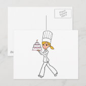 Carte Postale Illustration d'une fille chef unique (Devant / Derrière)