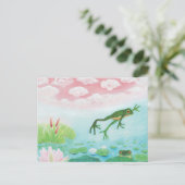 Carte Postale Illustration d'une grenouille sautant dans l'étang (Debout devant)