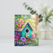 Carte Postale Illustration d'une maison d'oiseaux mignonne (Debout devant)