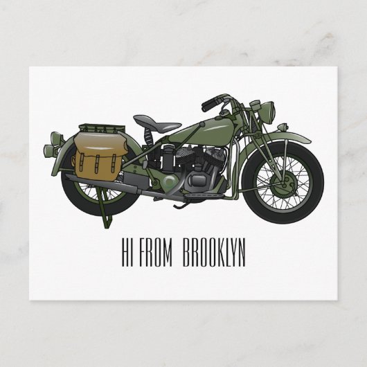 Carte Postale Illustration d'une moto de croiseur militaire (Devant)