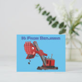 Carte Postale Illustration d'une pelle à vapeur rouge mou (Debout devant)