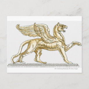 Carte Postale Illustration d'une statue de griffon