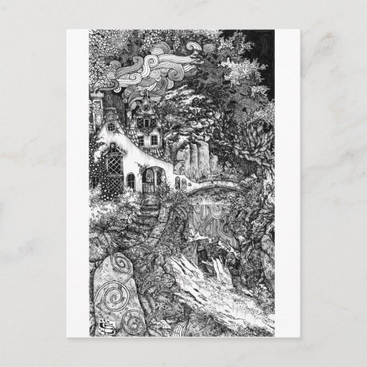 Carte Postale Illustration Dwelling ; pen et ink (Devant)