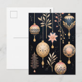 Carte Postale Illustration élégante de boules de Noël (Devant / Derrière)