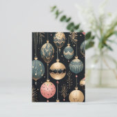 Carte Postale Illustration élégante de boules de Noël (Debout devant)
