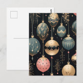 Carte Postale Illustration élégante de boules de Noël (Devant / Derrière)