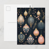 Carte Postale Illustration élégante de boules de Noël (Devant / Derrière)
