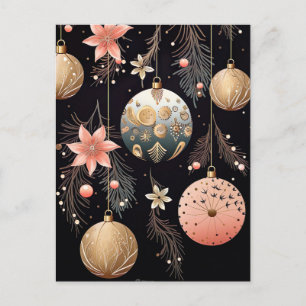 Carte Postale Illustration élégante de boules de Noël
