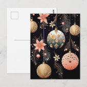 Carte Postale Illustration élégante de boules de Noël (Devant / Derrière)