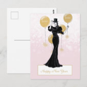 Carte Postale Illustration élégante de la mode du Nouvel An (Devant / Derrière)