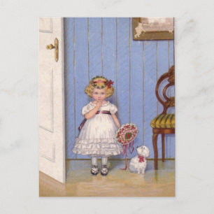 Carte postale - Illustration enfant et chiot Vinta