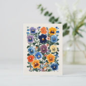 Carte Postale Illustration florale de Pansy Vibrant (Debout devant)