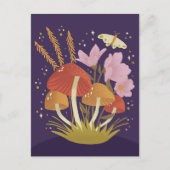 Carte Postale Illustration florale des champignons des bois (Devant)