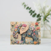 Carte Postale Illustration florale des éléphants (Debout devant)