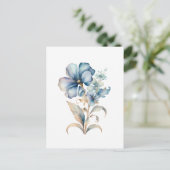 Carte Postale Illustration florale Fleur sauvage bleu Conception (Debout devant)