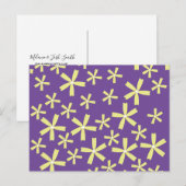 Carte Postale Illustration florale marguerite jaune et violet (Devant / Derrière)