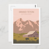 Carte Postale Illustration Grand Teton Wyoming USA Travel Place (Devant / Derrière)