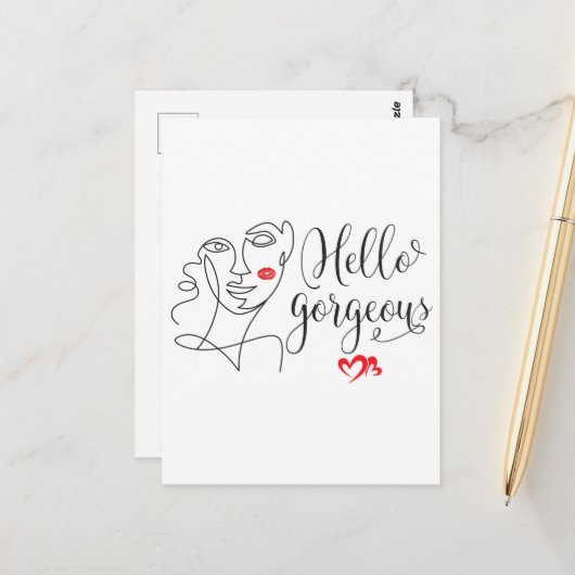 Carte Postale Illustration Hello Gorgeous Face (Devant/Arrière en situation)